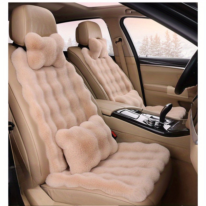 TEMU Winter Soft, Comfortable And Warm -piece Car Seat Fleece Car Seat Cushion Rabbit Fleece Warm Whole Car Cover Seat