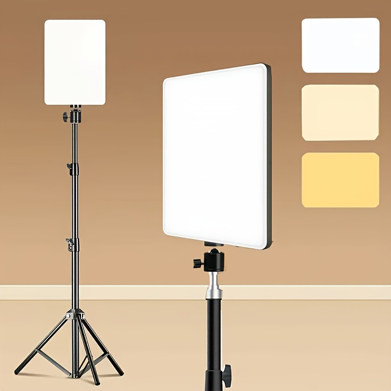 2 pack led video light panels with adjustable tripod stand 10 inch usb powered studio lighting for vlogging photography makeup conference and live streaming 36  stainless   light stands