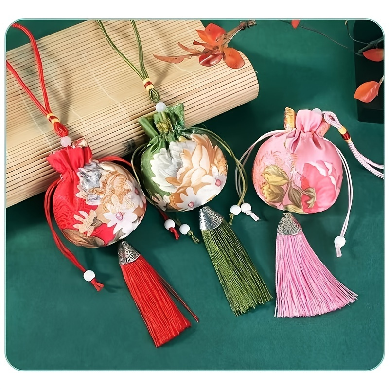 

Set Of 10 Traditional Chinese Drawstring Pouches - Sachet Coin Bags - Jewelry Gift Candy Bag - Spice Decor Without Electricity, Canvas Material