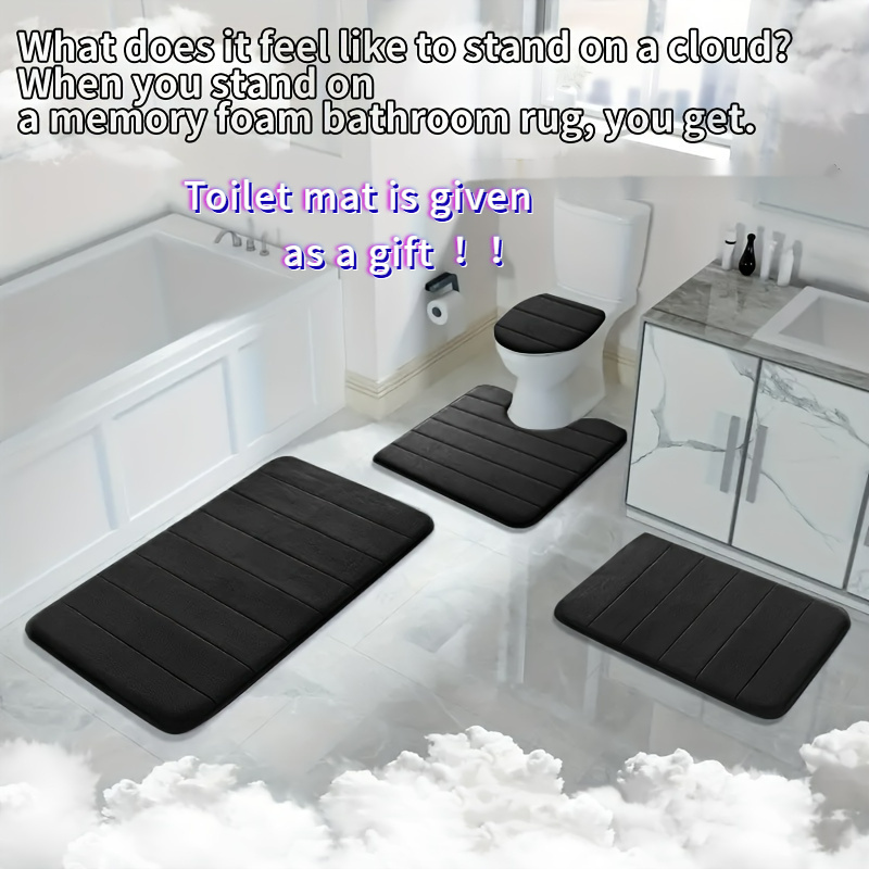 

3 Foam Bathroom Rug Set ( Mat Included)- Dry, , , - For Bathroom, , Bath& - Christmas