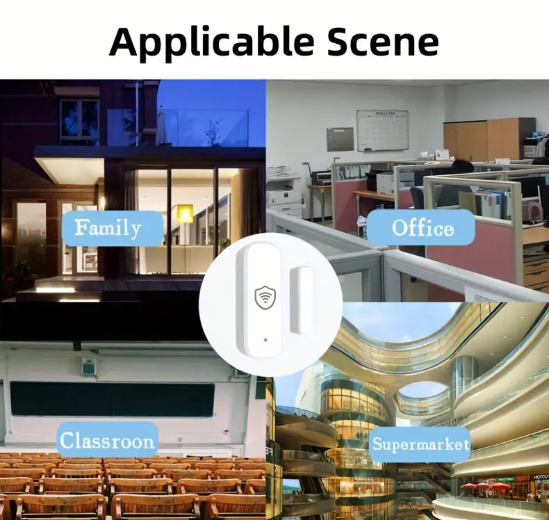 1pc/2pcs sécurité intelligente : capteur de porte/fenêtre magnétique wifi & fil avec alarme - vocal, télécommande par app, -compatible avec & Détails du produit 2