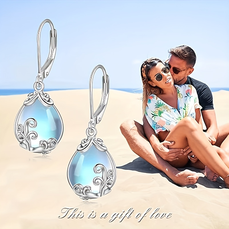 TEMU 925 Silver Dangle Earrings - Elegant Floral Pattern With , Ideal For Engagements, Weddings, And Celebrations