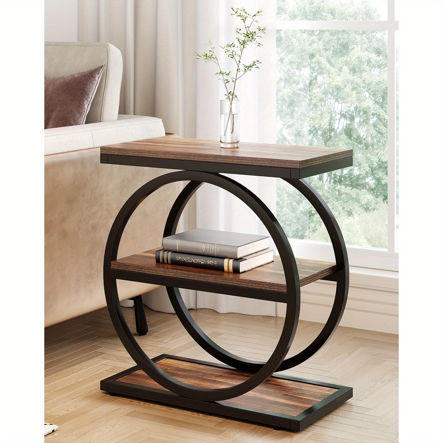 

End Table, 3-tier Side Table, Slim Sofa Side Table For Living Room, Tall Bedside Table Nightstand For Bedroom