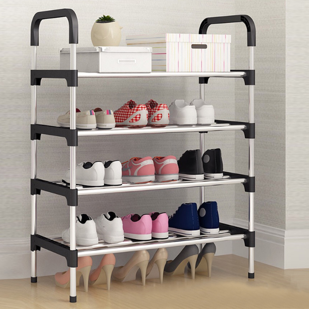 TEMU 4 Large Metal Shoe Rack Storage Footwear Stand Hallway, Footwear Stand Entryway Organiser