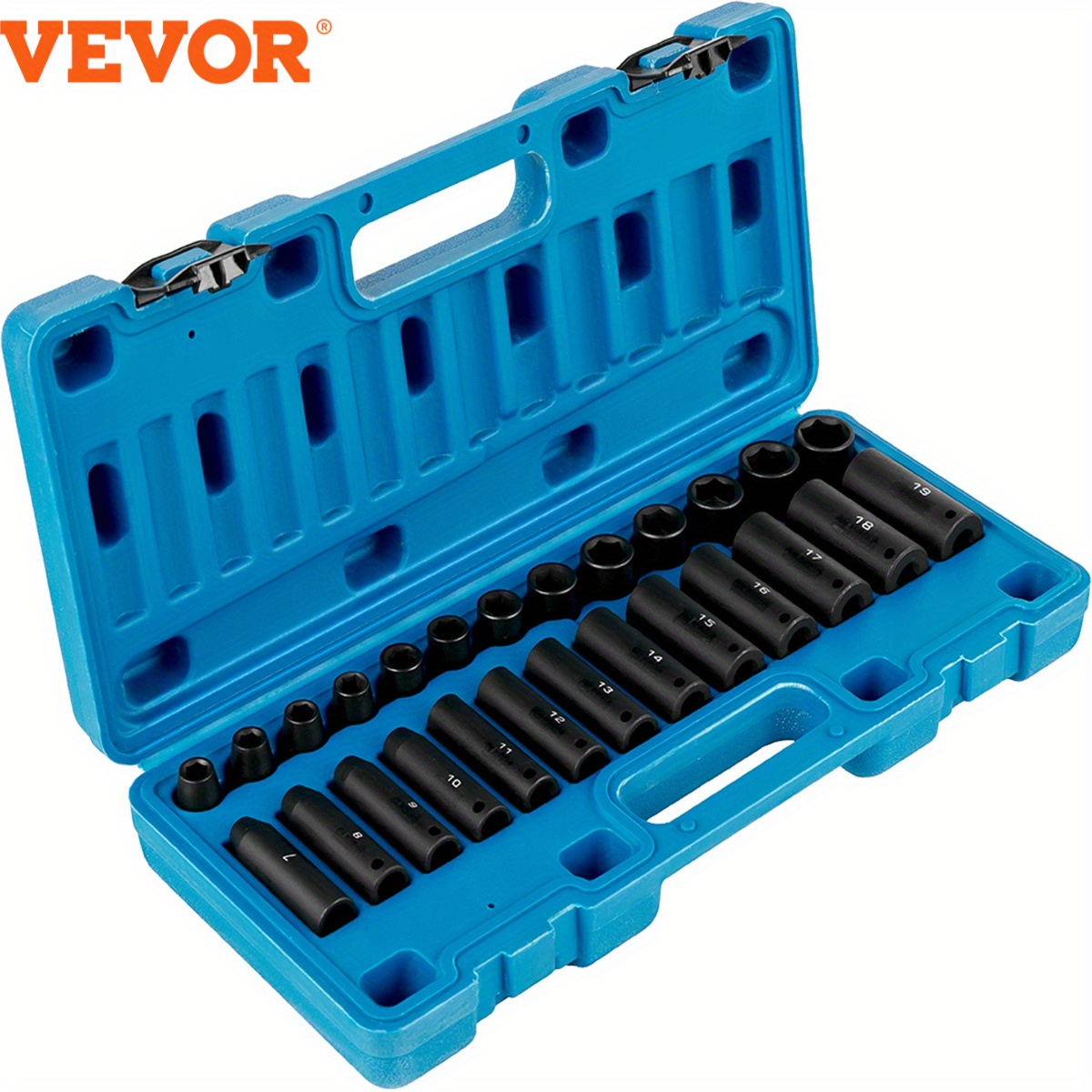 

Vevor Impact Socket Set 3/8 Inches 26 Piece Impact Sockets, Deep/standard Socket, 6-point Sockets, Construction, Socket Set Impact Metric 7 Mm-19 Mm, With A Storage Cage