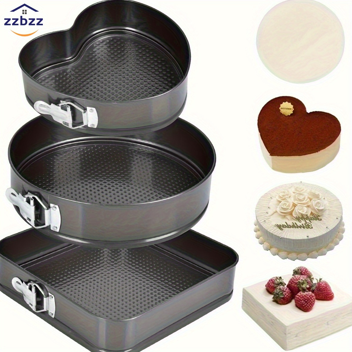 

ZZBZZ 3pcs, Moules à Gâteau à , Moule à Gâteau en de Cœur, Moule à Cuisson à Fond Amovible, Accessoires de Four, Outils de Cuisson, Gadgets de Cuisine, Accessoires de Cuisine