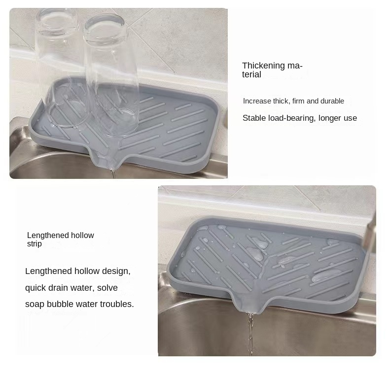 1pc silicone soap dish tray self draining space saving   easy to clean multi use for bathroom kitchen outdoor ideal for soap sponges accessories details 10