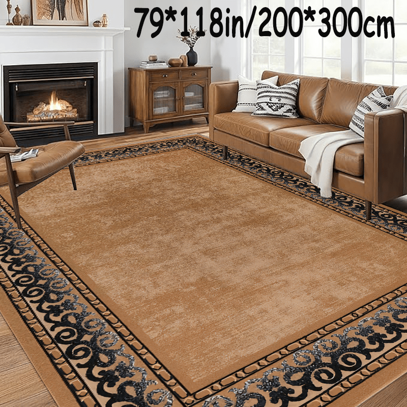 

Luxury Area Mat With Intricate Black Patterns - 79" X 118" Non-slip, Machine Washable, Soft Plush Texture For Living Room, Bedroom, Or Study Decor, Rugs For Living Room