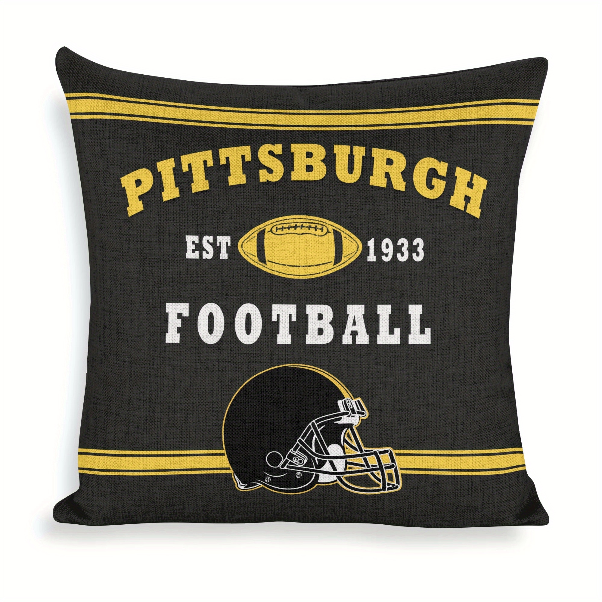 

Pittsburgh Football Throw Pillow Cover, 1933 , Polyester Knit, Square, For Living Room & Bedroom, Home Kitchen Decor, Fabric