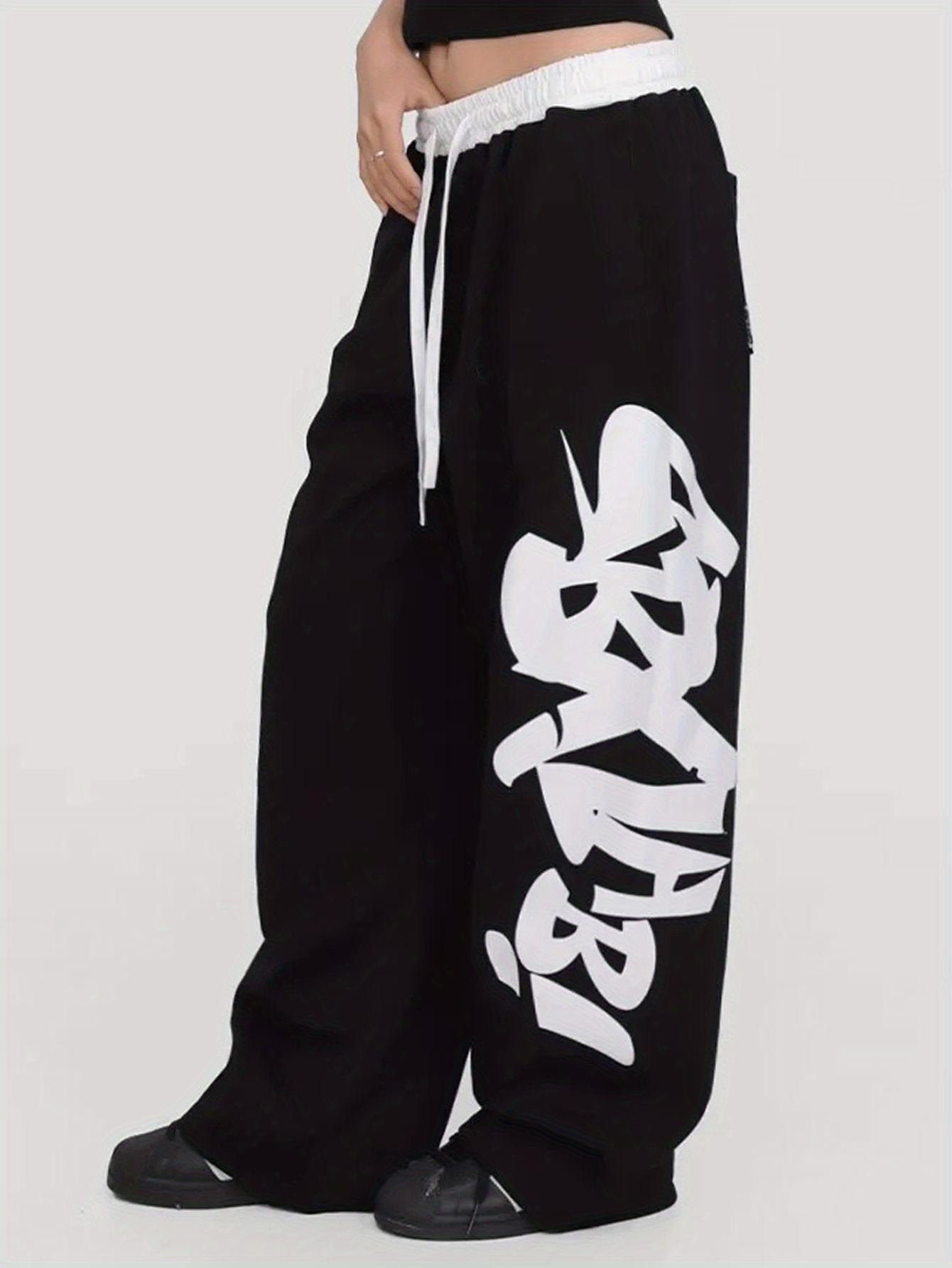 Pantalon Jambes Larges Y2K Pantalon De Sport Y2K à Jambes Larges - Style Rétro Hip-hop Avec Cordon De Serrage Pantalon Décontracté Cordon Serrage