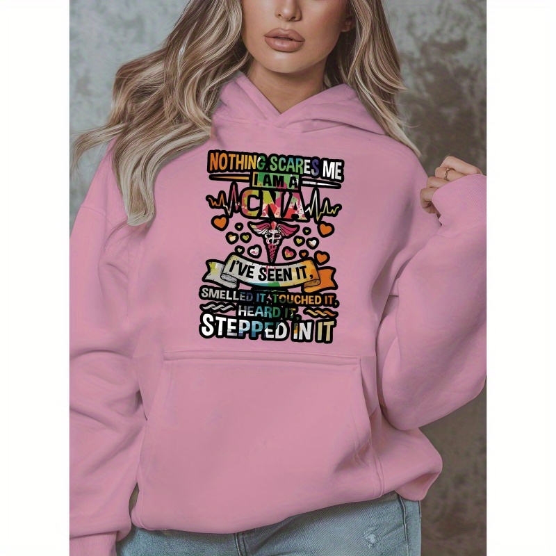 

1pc Women's Plus Size " 's Me I'm A Cna" Lettering, Polyester , Long Sleeve, Round , - /