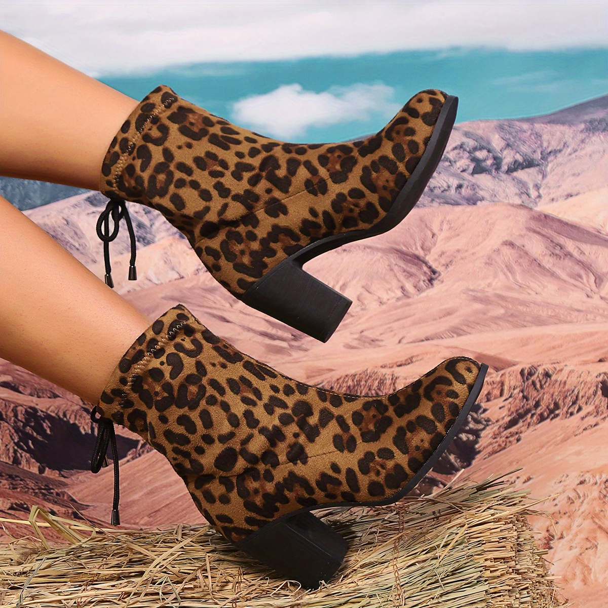 Leopardo Botines Mujer Estampados Botines Planos Charol Leopardo