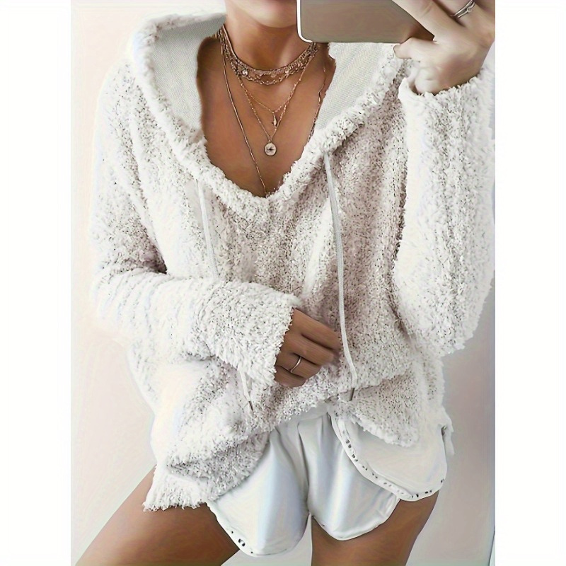 

And Fluffy Drawstring - Sweatshirt For Women, , Suitable And