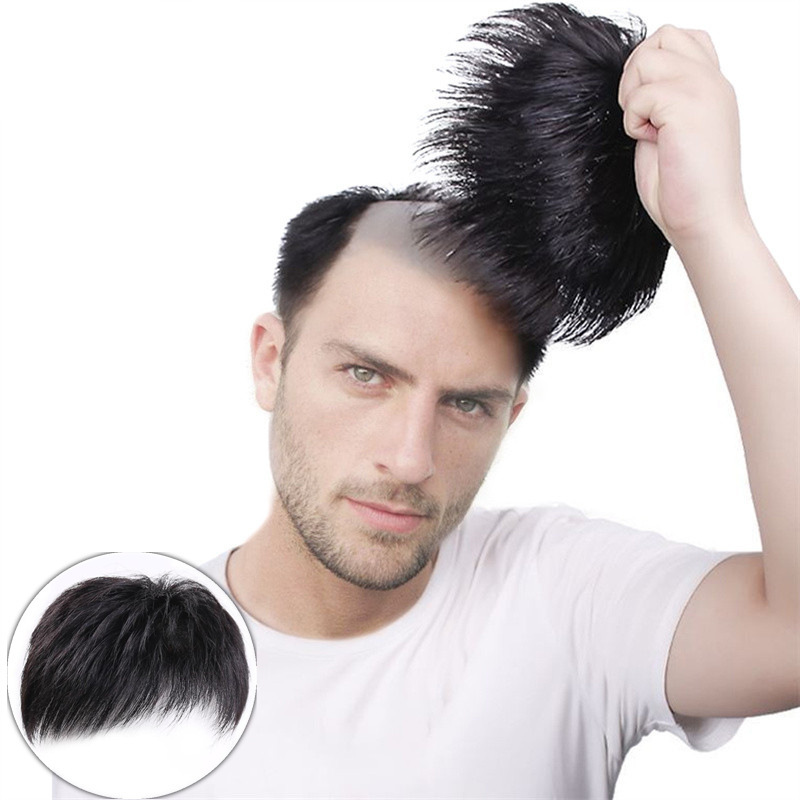 

1pc Men's Invisible Hair Topper, Straight Hair Style, High-temperature Fiber, , Hairpiece For Thinning Hair, Stylish