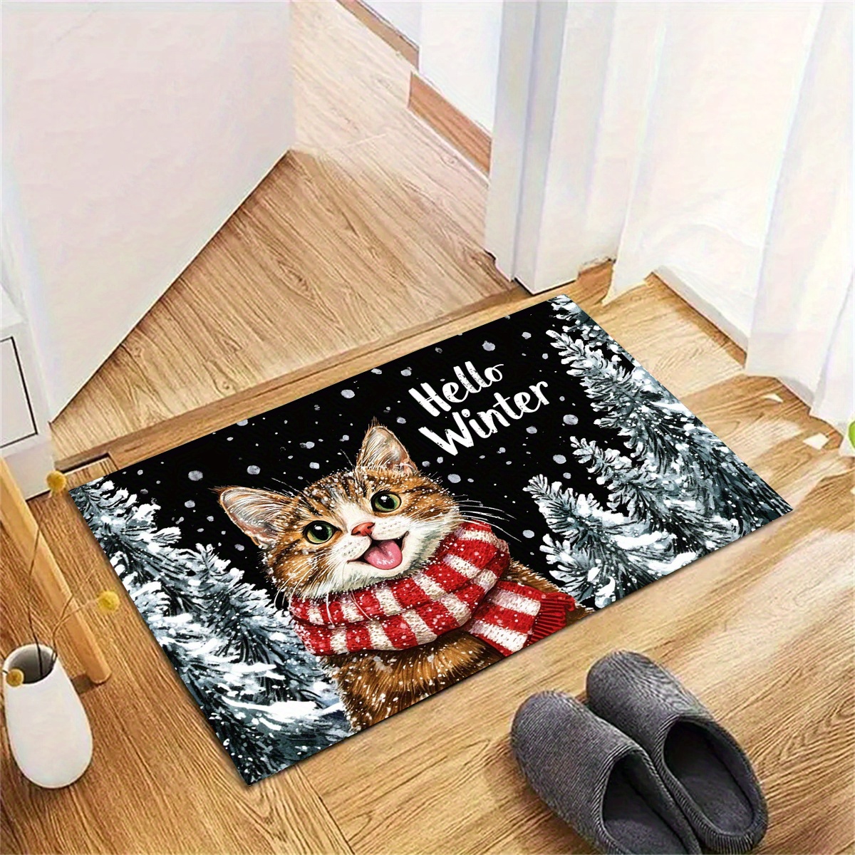 

1pc Christmas 3d Printed Doormat, -slip Mat For Bedroom, , , Washable, , -, Moisture-, Rectangular, -