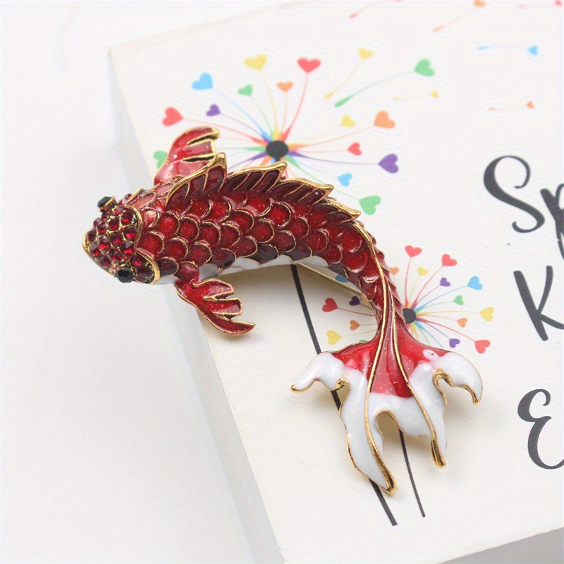 

Red Koi Fish Enamel Brooch - Elegant & Enamel Pin For Sweaters And Coats, Perfect New Year Gift