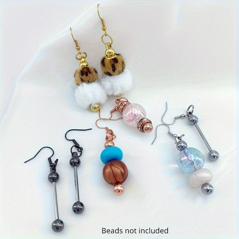 

4pairs Diy Beadedable Long Earrings - Fashionable Handcrafted Alloy Jewelry For Women