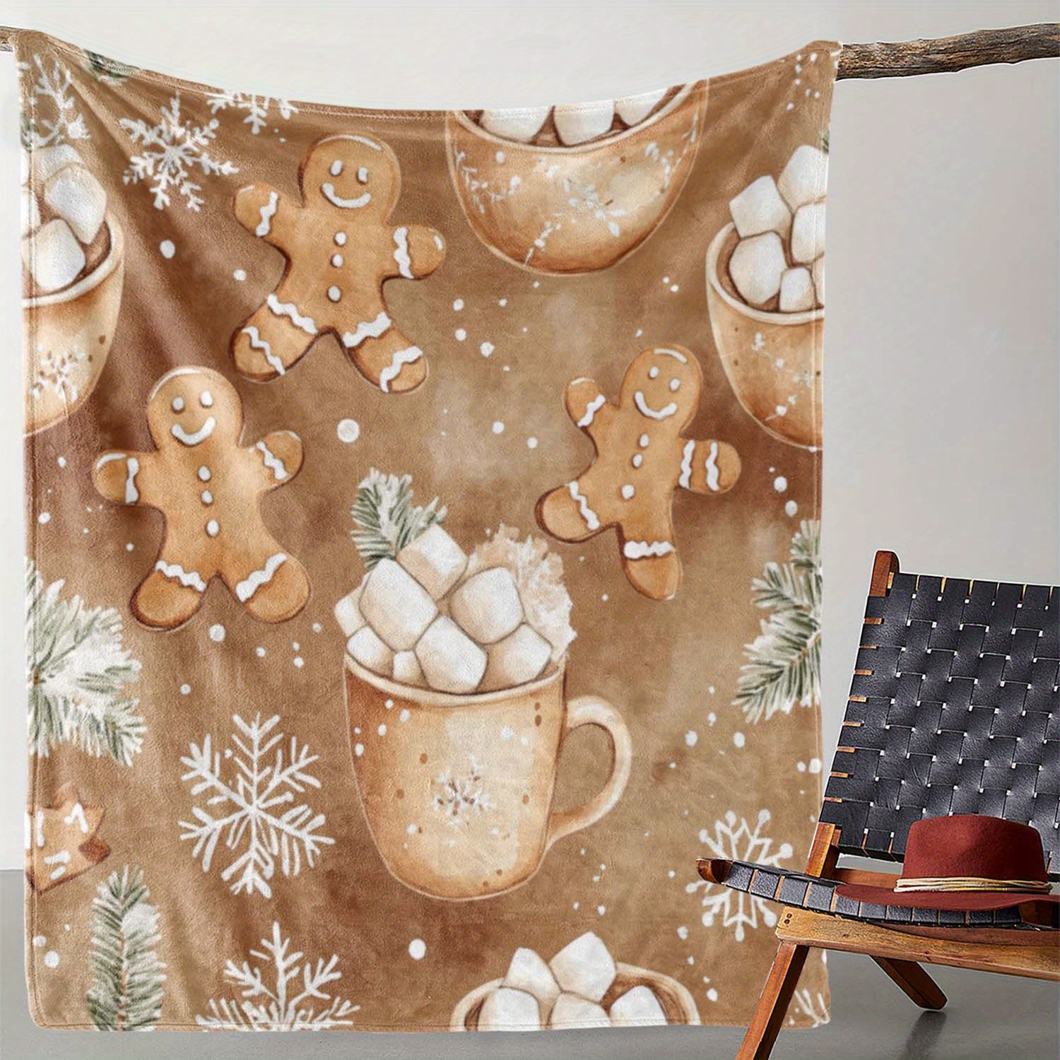 

Cozy Winter & Gingerbread For Man Flannel Throw Blanket - Soft, Warm, And For Couch, Bed, Car, Office, Camping, And Travel - Perfect Gift