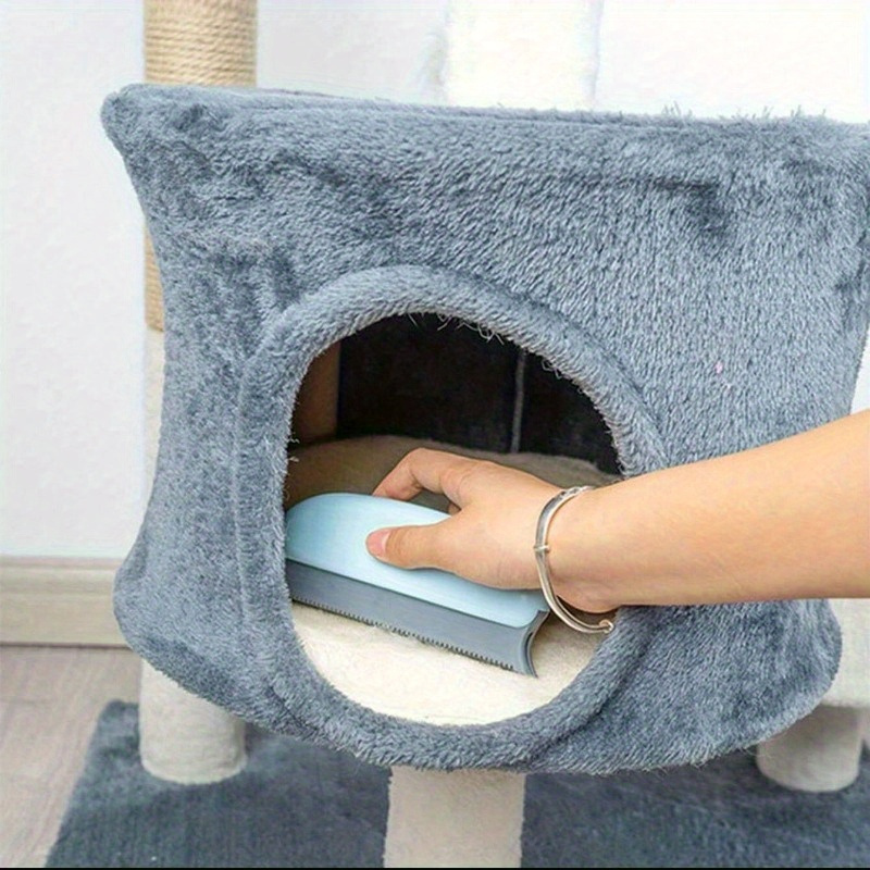 1pc pet hair removal brush with scratch resistant rubber bristles suitable for cats and dogs   for furniture carpet and car seat cleaning easy to clean ergonomic handle durable plastic   safe for cat lovers