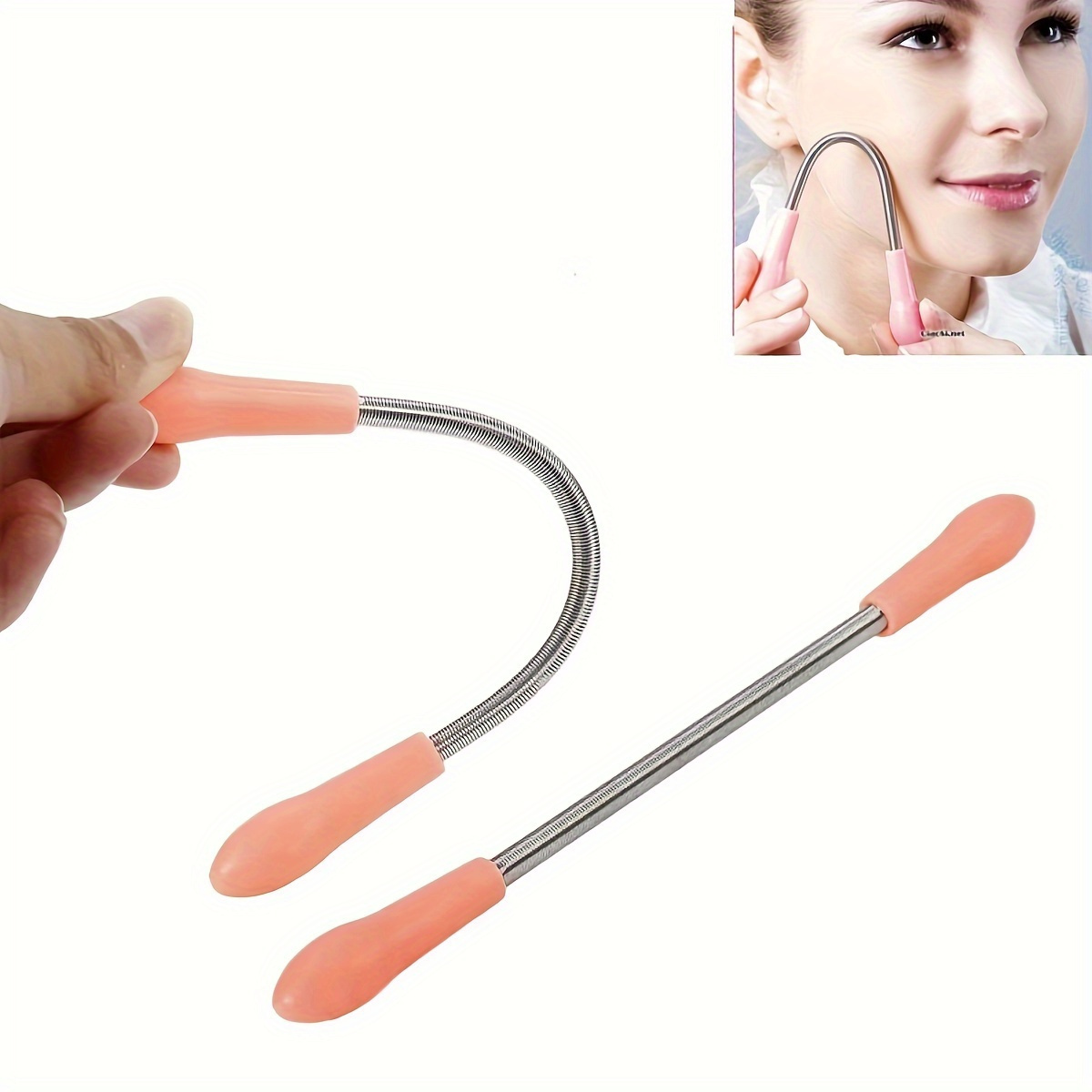 

2pcs Waterproof Facial Hair Remover - Spring Threading Epilator Stick For Smooth, Fragrance-free Skin