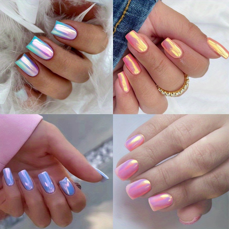 Short Square Chrome Nails