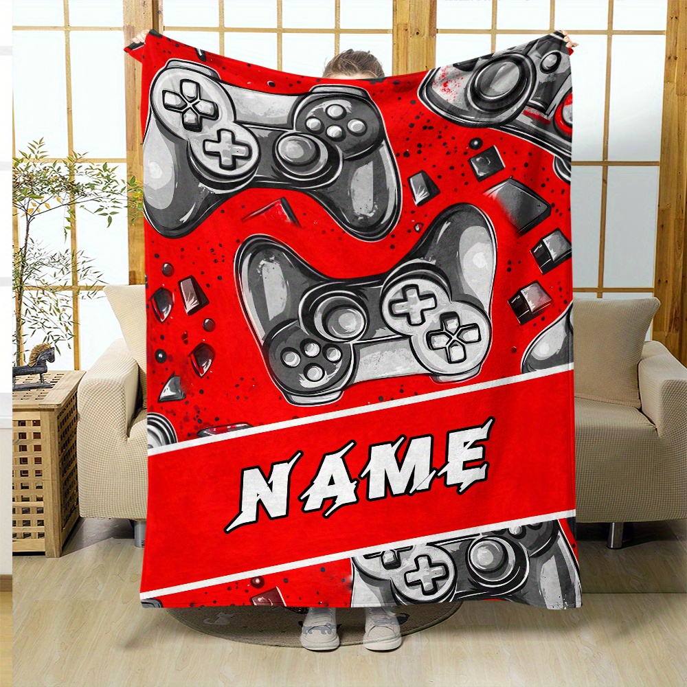 

Customizable Gamer Fleece Blanket - Soft & Lightweight Flannel Throw With Vibrant Black & White Game Controller Design, Sofa, Bed, Travel, Camping - Machine Washable, , Personalized Blanket