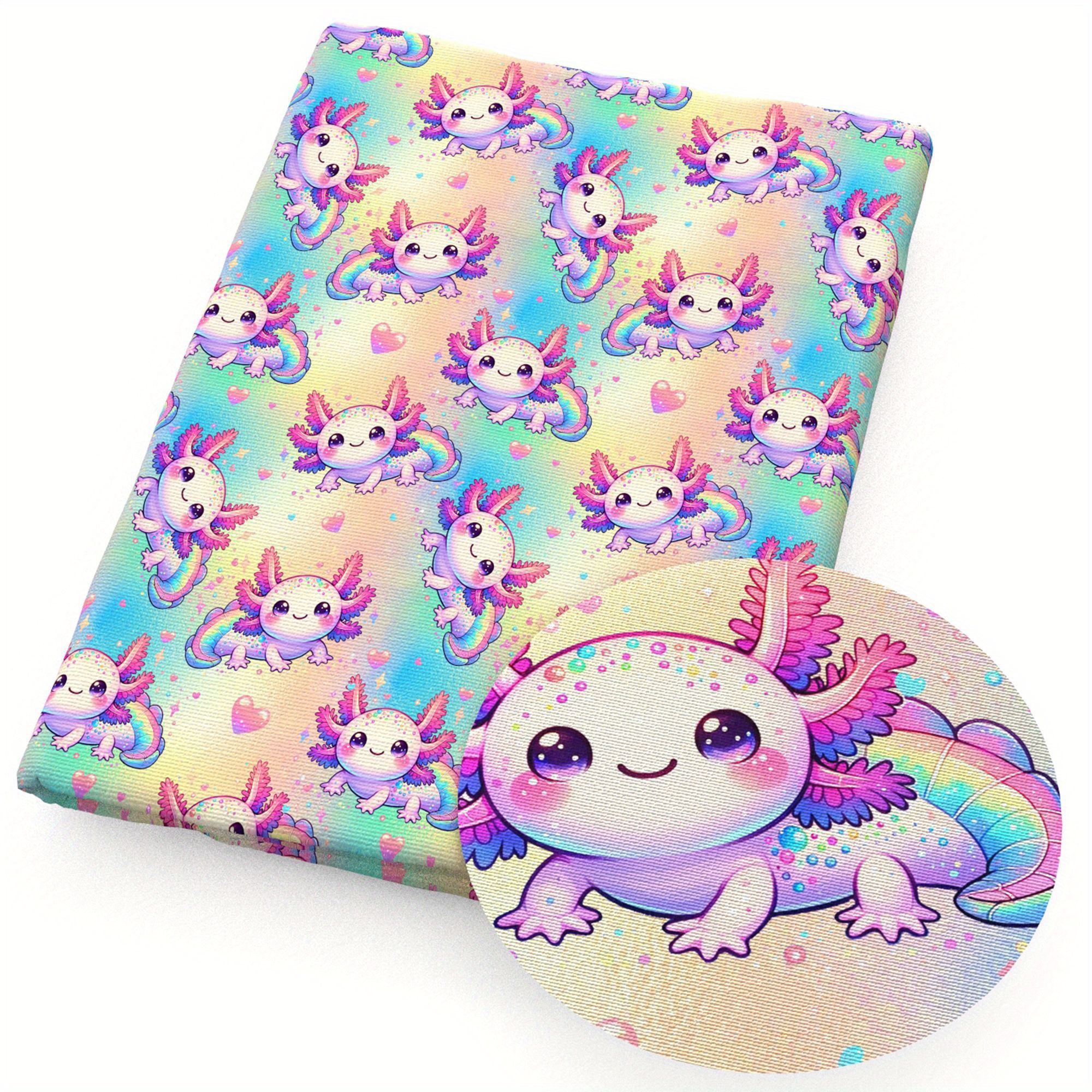 1pc Axolotl Pattern Quilting Fabric-17.7x19.68inch (45x50cm) Polyester Craft Fabrics Handmade Fabric Precut For Craft