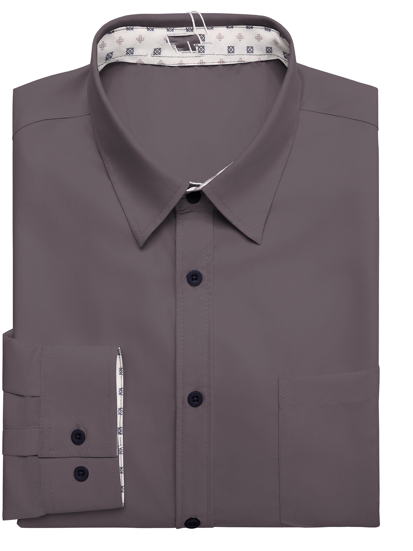 men's slim fit stretch dress shirt Men's Basic Solid Color Button Up Dress Shirt (Red) Red / Large/16-16.5 Neck/34-35 Sleeve main image 1