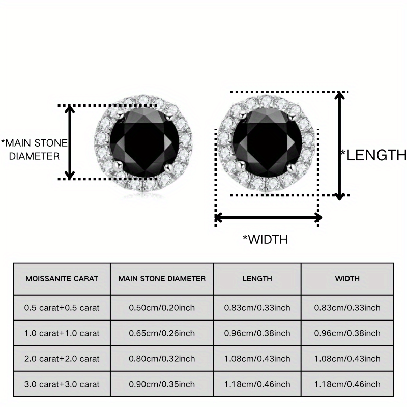 Moissanite Stud Earrings in 925 Silver - Timeless Round