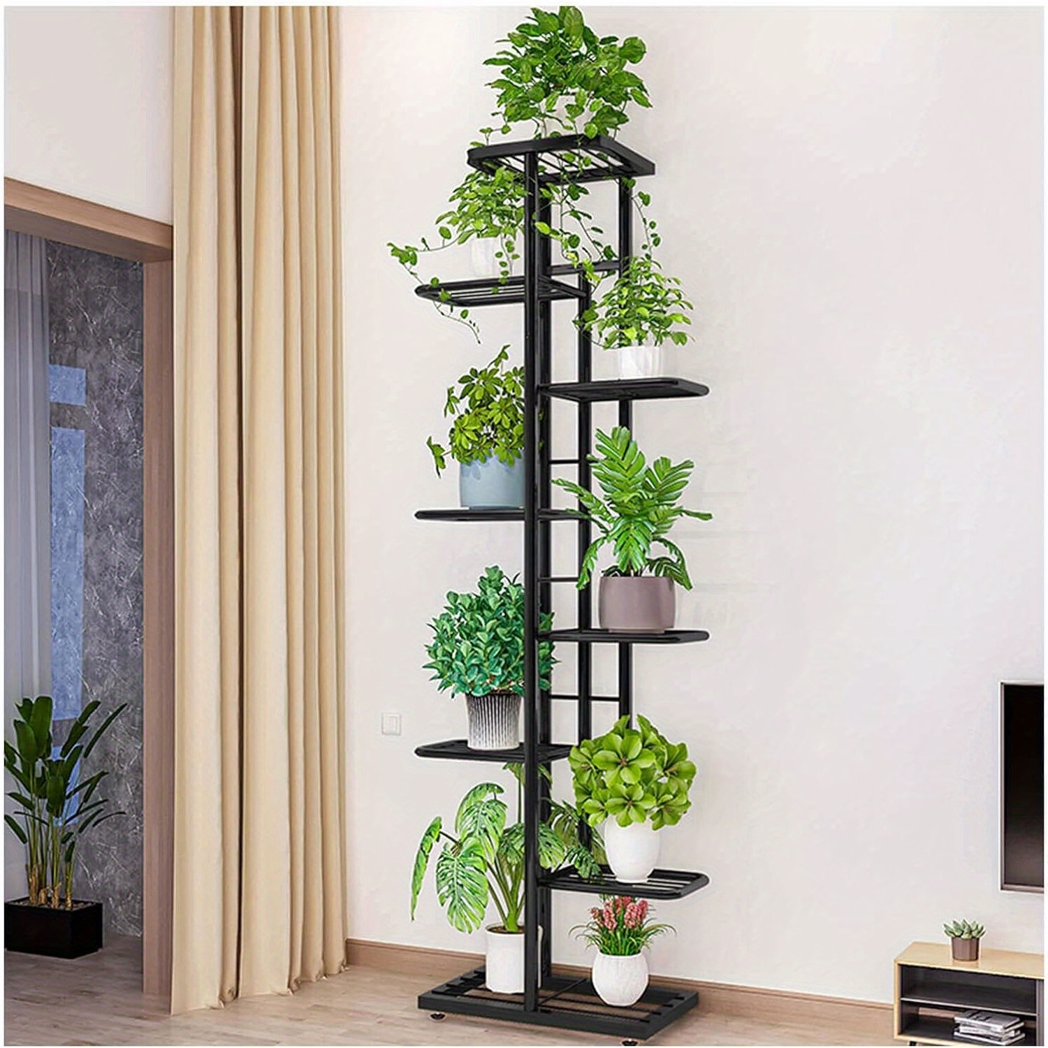 

Metal Plant Rack, Corner Iron Flower Rack, 8--pot Rack, Storage, Living Room Entrance, Balcony, Garden, Outdoor Decoration, Bonsai Display Rack