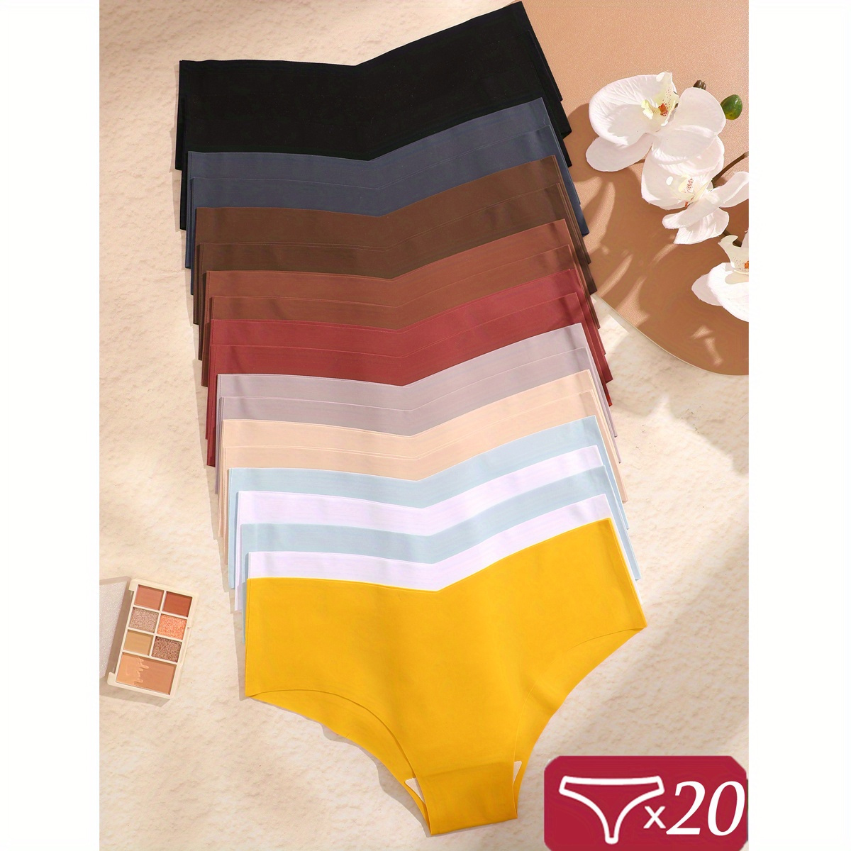 

20 Pcs Seamless Panties For Woman Low Waisted Underwear Solid Color Popular Lingerie