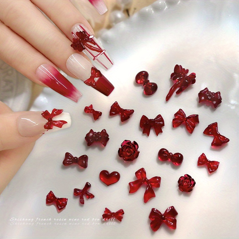 

50pcs Red Bow Art , 3d Decorations, Hypoallergenic, For New & Christmas, & , Accessories