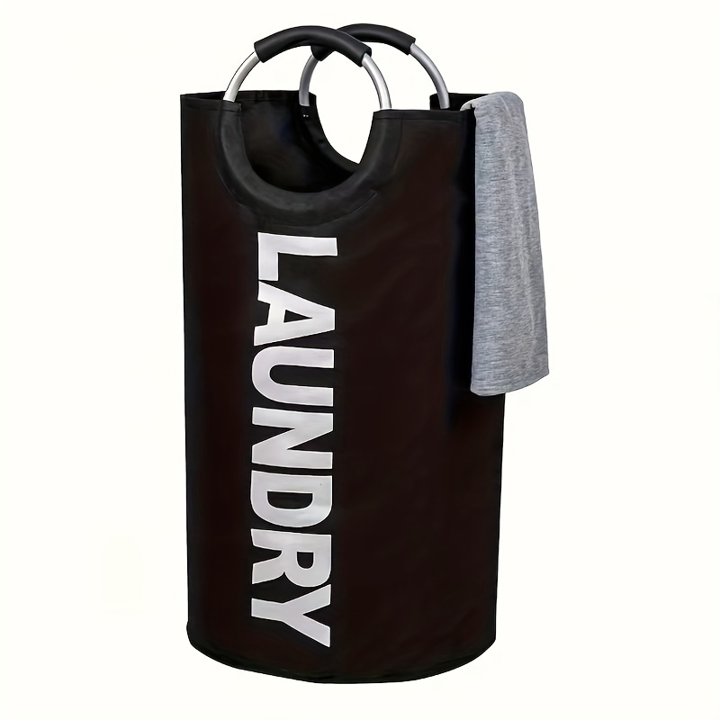 TEMU Extra-large Laundry Basket With Padded Handle - Foldable, Storage For Bathroom, Laundry Room, Balcony & Dorms - Black, Beige, Gray, Laundry Baskets