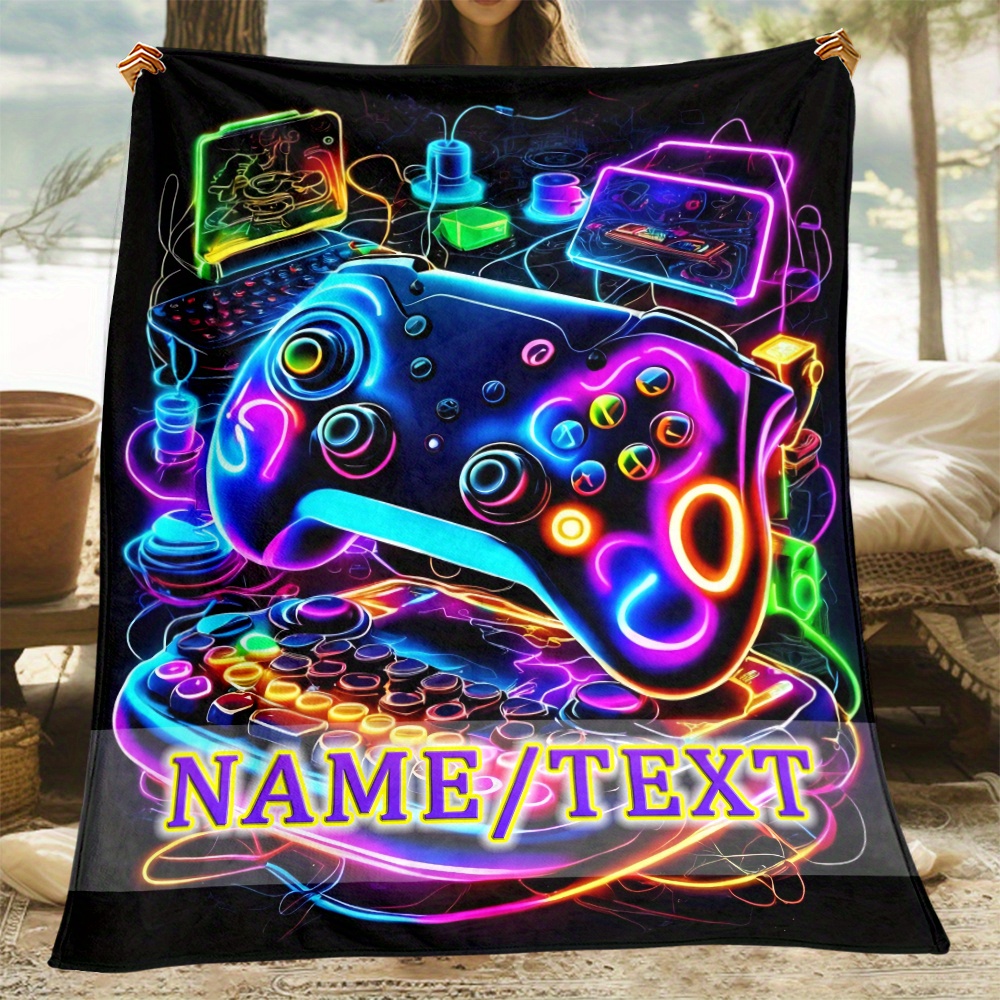 

Personalized Gaming-themed Flannel Blanket - Custom Name/text, , Camping, Picnics, Hiking, And Use