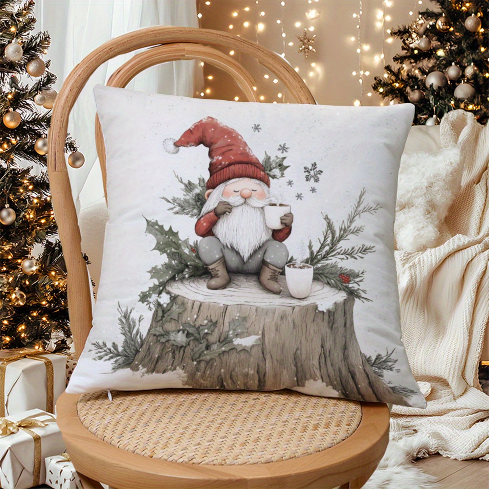 

Super Soft Christmas Throw Pillow Cover - Cartoon Print, Hidden Zipper Design, Sofa & Living Room Decor (pillow Insert Not Included)