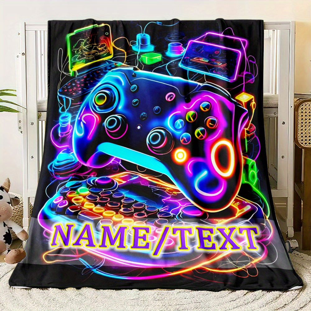 TEMU de Franela Personalizable para Jugadores con Diseño de Gamepad Neón - , y | Ideal para Sofá, Dormitorio, Oficina, Camping y Viajes | Regalo