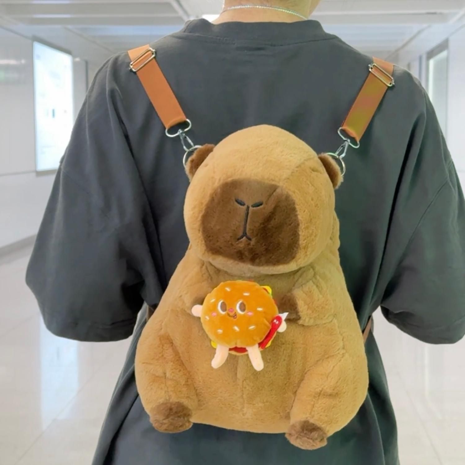 

Cute Capybara Hamburger Backpack - & Lightweight With Adjustable Straps, Daily , Cell Phone, Wallet & Keys Storage - Ideal Gift For Holidays