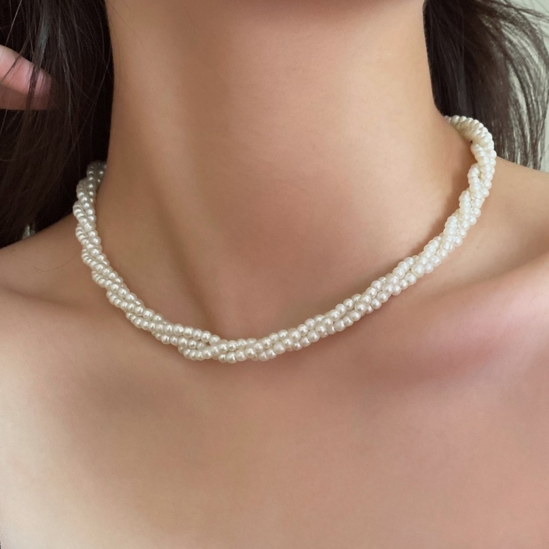 

1pc Elegant Pearl Twist Necklace For Women - Resin , Choker For & Party Wear, Chic And , Necklace | Minimalist Necklace | , Pearl Necklace