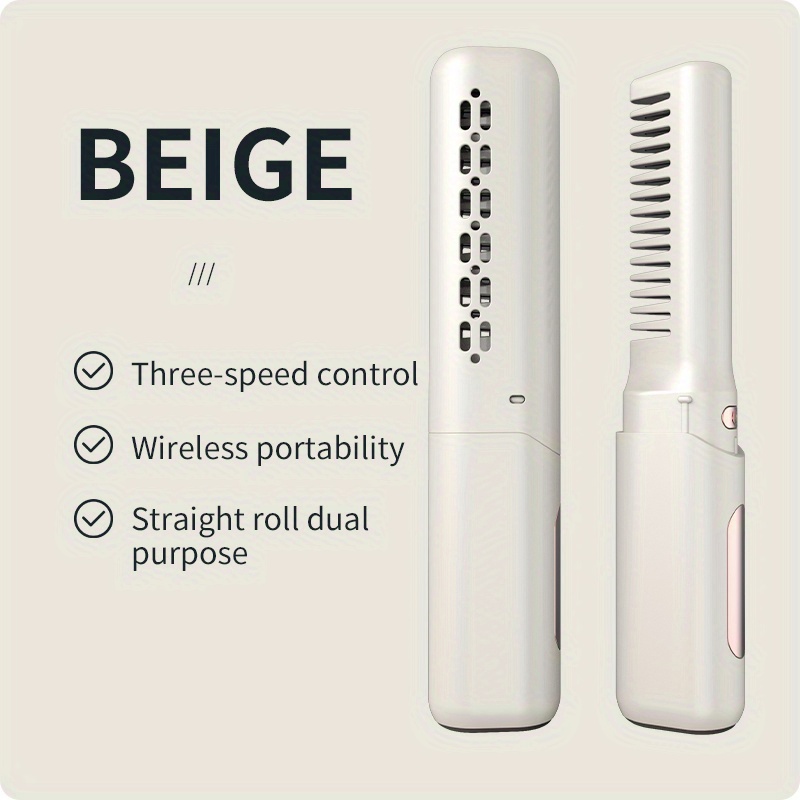 TEMU New Mini Portable Straightening Comb Usb Charging Curling Hair Straightening Dual Straightening Travel Lcd Display Does Not Hair Straightening