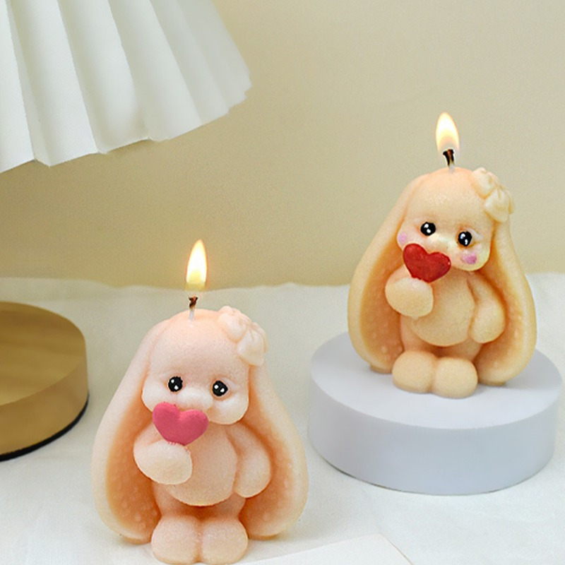 

Adorable Scented Candle Mold - Long-eared Rabbit Hugging , Suitable For Candle Making, Plaster Crafts, Ornaments, Resin Decoration Mold