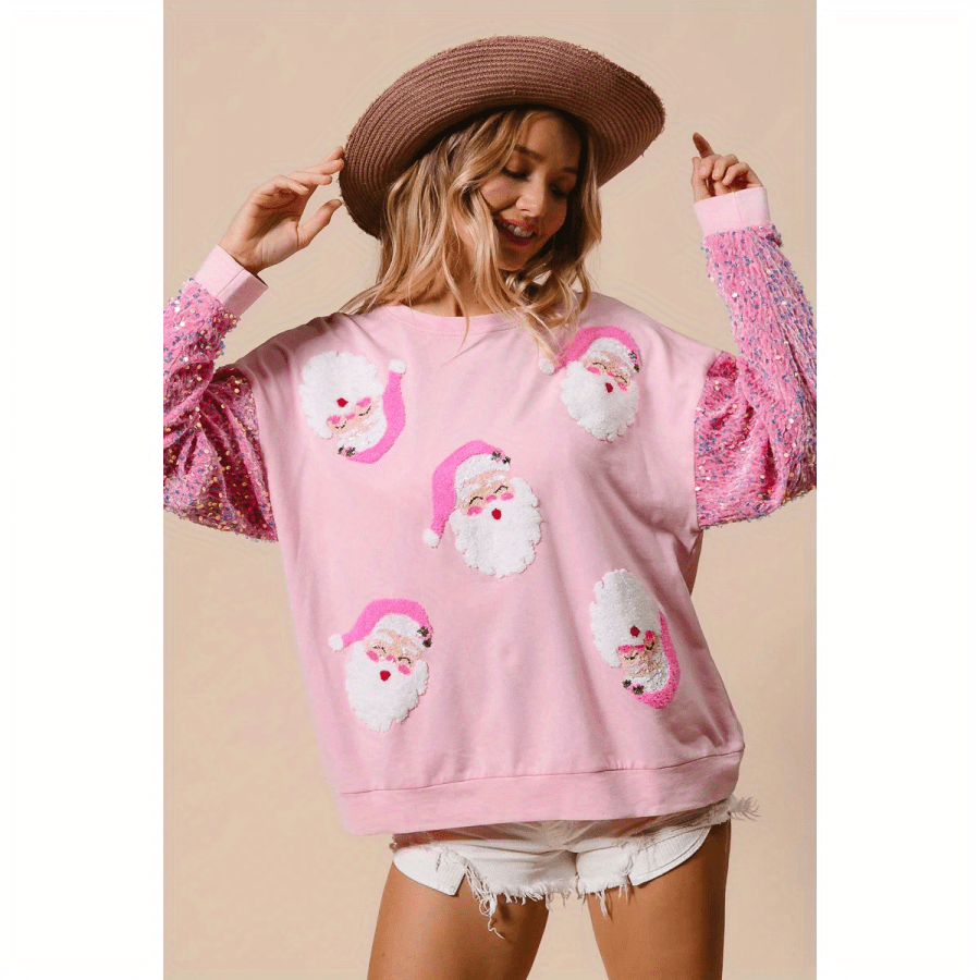 

1pc Women's Christmas Sweatshirt - Polyester Long Sleeve Top