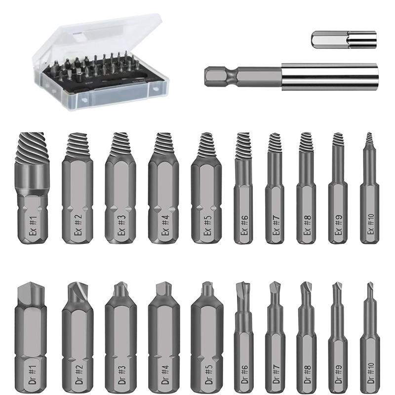 

22pcs Damaged Screw Extractor Set Screw Extractor Set For Broken Bolt, Screw Extractor Remover Tool With Socket Extension Bit, Remove All- Broken Bolt, Screws