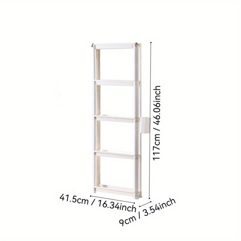 TEMU Storage Shelf, Pet, 9/13cm, With Hanging Basket And Universal Wheels, For Kitchen, Refrigerator Door, Bathroom, Gym Equipment Organization