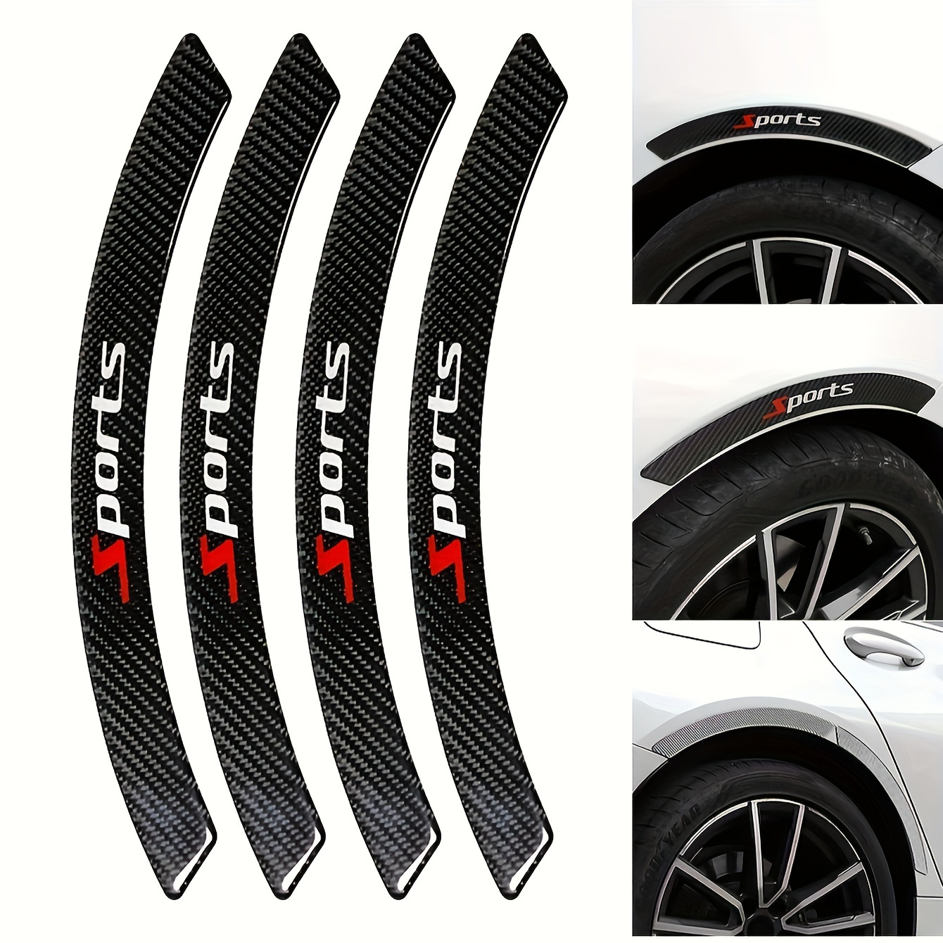 

4pcs Carbon Fiber Wheel Arches With Body Strips, Anti-scratch Decorative Automotive Strips, Wheel Arches