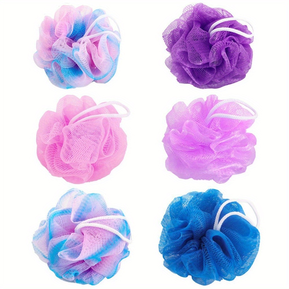 

2/5pcs Bath Shower Loofah Sponge Body Wash Scrubber Soft Scrubber For Men And Women Gentle Exfoliating Body Scrubbers, Mesh Bath Balls Poufs Foam Bathing Accessories