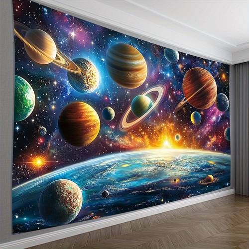 tela de 2d, 2d , 1 pieza de tela de para impresión 2d, del exterior con planetas, estrellas y nebulosas, temático para , dormitorio, , decoración de interior y exterior, regalo