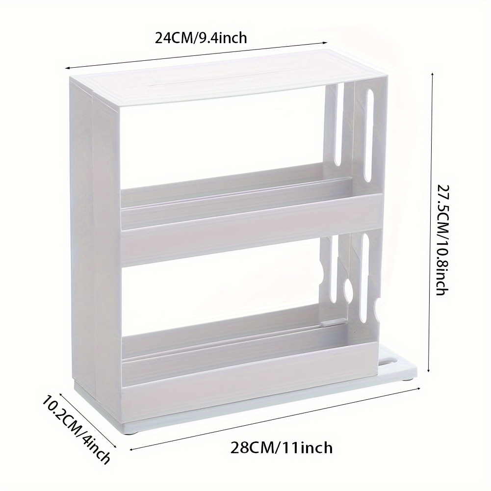TEMU 2 Tier Rotating Spice Rack, Spice Rack Organizer For Cabinet, White Plastic Spice Stand For Kitchen Spice Bottles, Jars,
