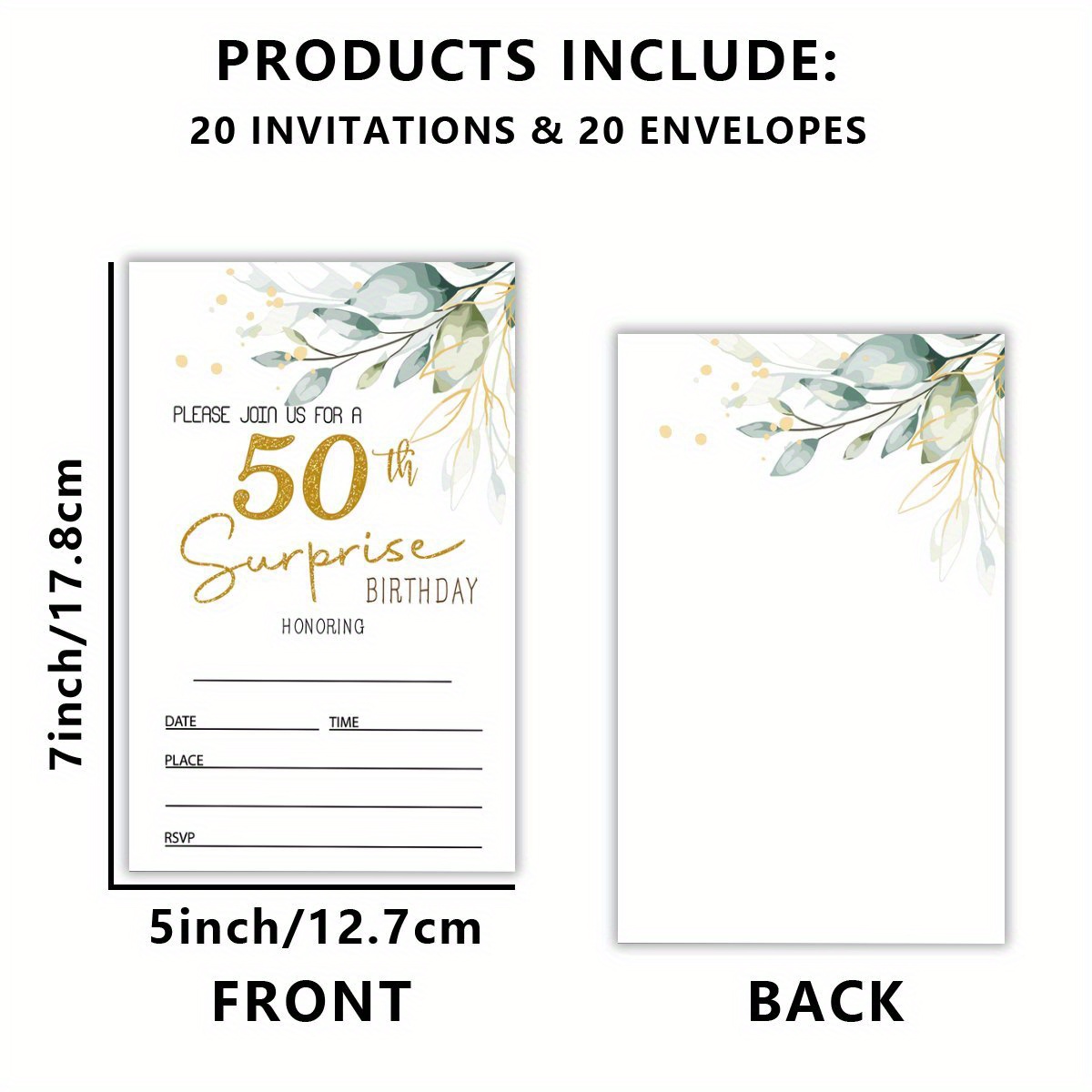 TEMU 20pcs, 50th Birthday Party Invitations, Birthday Party Invitations For Women, Men Birthday Party Invitations, Birthday Invitations, Birthday
