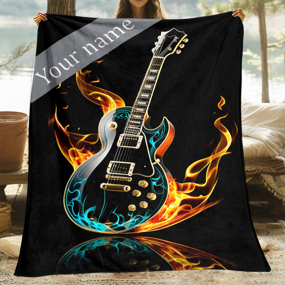 

Custom 1pc Custom Touch Guitar Soft And Warm Blanket-lightweight Flannel Throw For Sofa, Office, Chair. Camping, Travel, Climbing Flannel Fabric Printing Blankets, Gifts