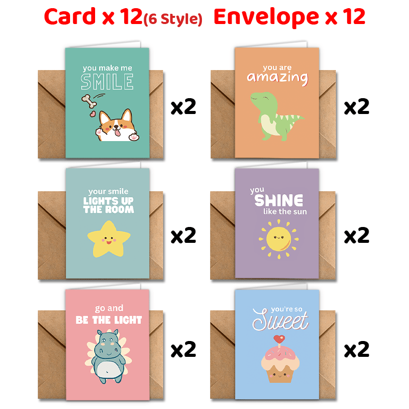 

24pcs Valentine's Day Greeting Cards With Envelopes, Thank You Cards, Inspiration Cute Animal Designs, For Kids Toddlers, School, Classroom, Friend